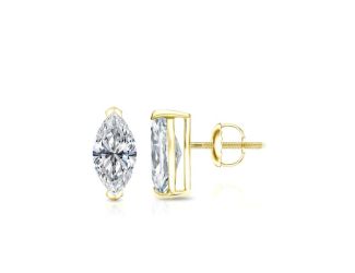 Bright White Pristine Marquise Lab Grown Diamond Screwback Stud in 14K Yellow Gold 0.60ct, GH, VS