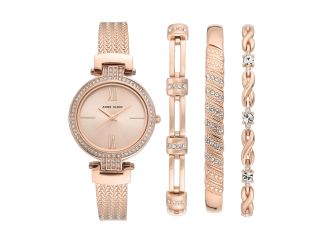 Women's Rose Gold Bracelet Watch Set