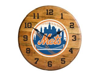 New York Mets Oak Barrel Clock