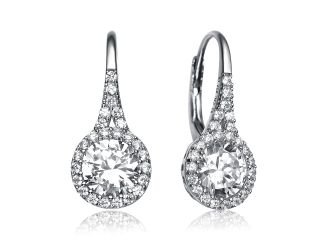 Partially Paved and Haloed Drop Earrings Size 0.83