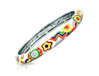 Belle Etoile Fiesta - Multicolor Enamel, White CZ Stackable Bangle. Latch.