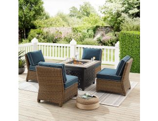 Bradenton 5Pc Outdoor Wicker Conversation Set W/Fire Table