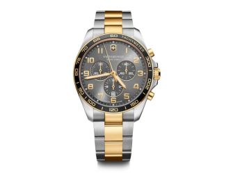Fieldforce Classic Chrono, 42mm, Black Bezel, Dark Grey Dial, Silver/Gold Two-Tone Bracelet