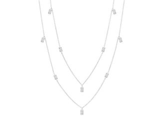 Crislu Prism Baguette 36 inches Necklace Finished in Pure Platinum