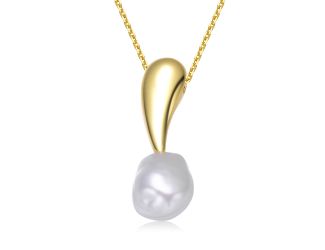 Gold Plated Pearl Drop Necklace Size 16"