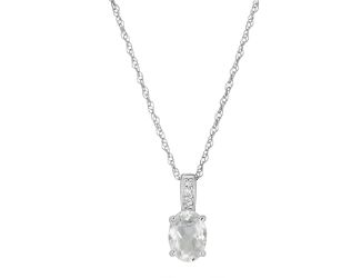 LALI Jewels 14K White Gold Diamond And White Topaz Pendant With Chain