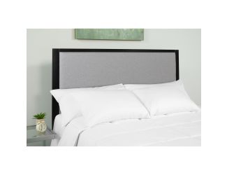 King Size Upholstered Metal Panel Headboard in Light Gray Fabric
