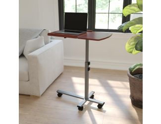 Angle and Height Adjustable Mobile Laptop Computer Table with Cherry Top