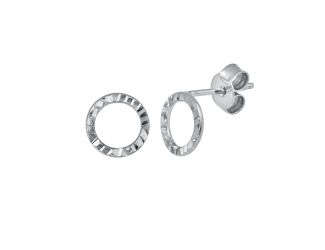PARIKHS Rhodium Plated Open Circle DC Flat Earring in 925 Sterling Silver