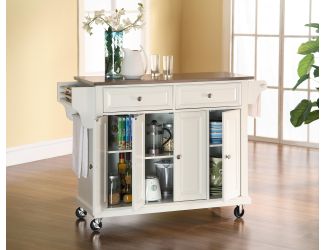 Stainless Steel Top Kitchen Cart/Island (White)