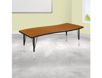 26"W x 60"L Rectangular Wave Collaborative Oak Kids Adjustable Activity Table