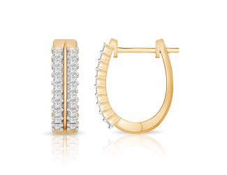 PARIKHS Princess cut Diamond Hoop Earring in 14K Yellow Gold 0.60ct, Color-IJ, Clarity-VS2 SI1