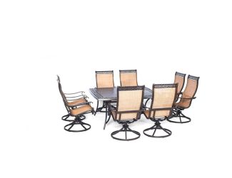 Manor 9-Piece Outdoor Dining Set with Large Square Table and Eight Swivel Rockers