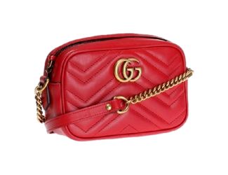 Gucci GG Marmont Matelassé Red Leather Crossbody Mini Bag