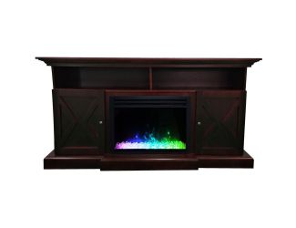 62-in. Summit Farmhouse Style Electric Fireplace Mantel with Deep Crystal Insert, Mahogany