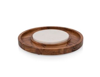 Isla Serving Platter - Acacia Wood with Marble