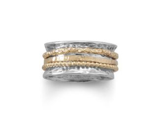Sterling Silver and 14k-Gold Plated Spin Ring, Size 8