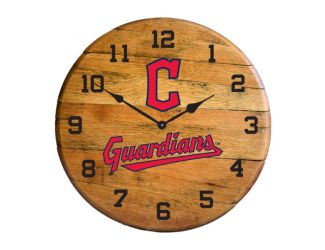 Cleveland Guardians Oak Barrel Clock