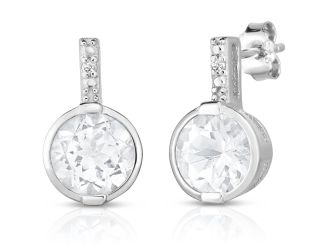 White Topaz & Diamond Earrings