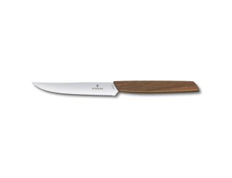 Swiss Modern Wood Sets, 2-Piece Steak Knife Set (4.75" Serrated, Spear Point) Walnut