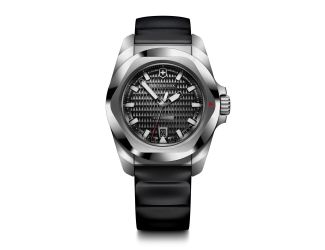 Mens I.N.O.X. Automatic Silver & Black Rubber Strap Watch Black Dial