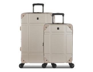 7639 Expandable 2pc Trunk Hardside Spinner Set Sand