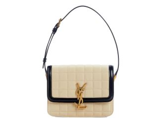 Saint Laurent Solferino Leather Black Ivory Quilted Suede Shoulder Bag
