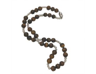 Latonia Cabella created Pearl and Yellow Tiger Eye Necklace