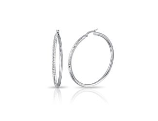PARIKHS Diamond Cut 3mm wide Hoop Earrings rounded hinge in 925 Sterling Silver-25mm