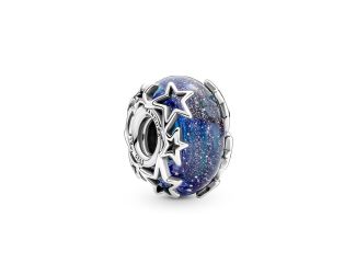 Galaxy Blue and Star Murano Charm