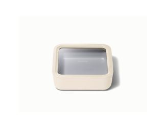 10 Cup Glass Food Container Square Shape w/ Lid Cream