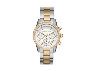 Ladies Ritz Pave Two-Tone Stainless Steel Watch White Dial