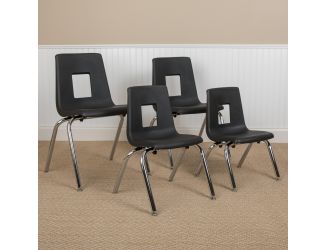 Black Student Stack Chair 12"H Seat - School Classroom Chair - Daycare Chair
