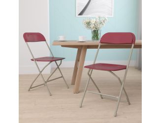 Folding Chair - Red Plastic  2 Pack 650LB Weight Capacity - Event Chair