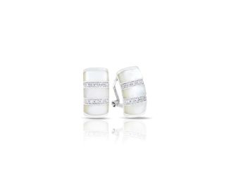 Belle Etoile Round Cubic Zirconia studded White Regal Stripe Earrings - 925 Sterling Silver.