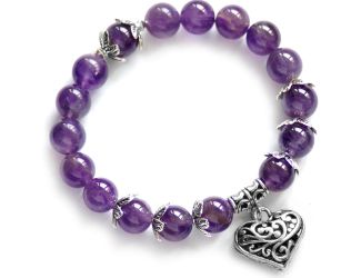 Amethyst Heart Stretch Bracelet