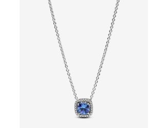Sparkling Square Halo Pendant Necklace