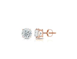 Bright White Round Lab Grown Diamond Screwback Stud in 14K Rose Gold 0.45ct, Color-FG, Clarity-VS