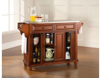 Cambridge Stainless Steel Top Kitchen Island (Cherry)