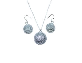 Art Deco Disc Pendant and Earring Set