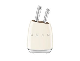 50s Retro-Style 7pc Knife Block Set Cream