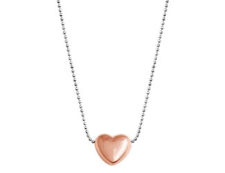 PARIKHS Rhodium Plated Sliding Rose Gold Plated Heart Necklace in 925 Sterling Silver