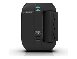 Monster Wall Plug-In with Swivel Outlets and USB/USB-C Ports - Black