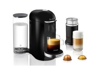 Nespresso VertuoPlus Deluxe Coffee & Espresso Single-Serve Machine in Piano Black and Aeroccino Milk