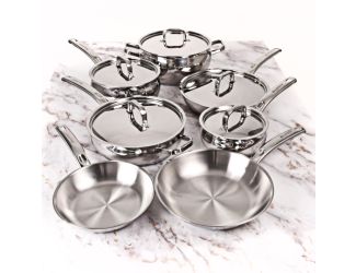 12 - Piece Belly Shape 1810 Stainless Steel Cookware Set with Metal Lids