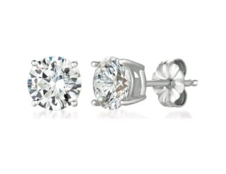 Crislu Solitaire Brilliant Stud Earrings Finished in Pure Platinum