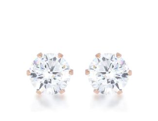 6mm Rose Gold CZ Solitaire Earrings