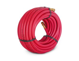 50-Foot Long 3/8-Inch ID Rubber Air Hose with Brass 3/8-Inch Male NPT Fittings