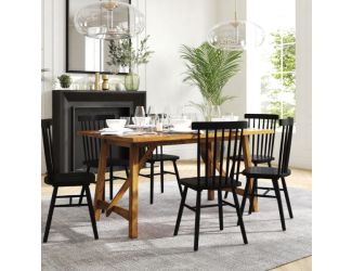 Solid Wood 60" Commercial Grade Trestle Base Dining Table in Antique Gray