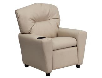 Beige Vinyl Kids Recliner